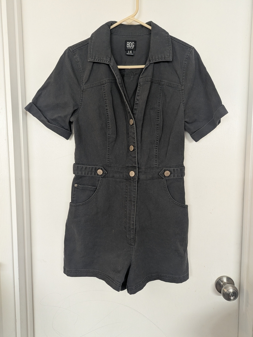 BDG Short Sleeve Black Denim Romper